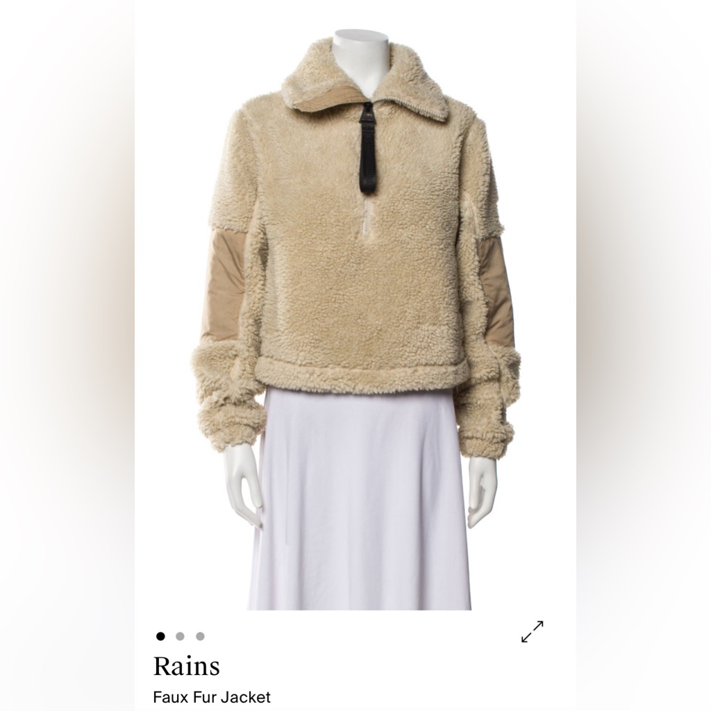 Rains Tan Faux Fur Pullover